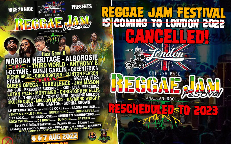 Reggae Jam Festival in London Cancelled Rescheduled to 2023